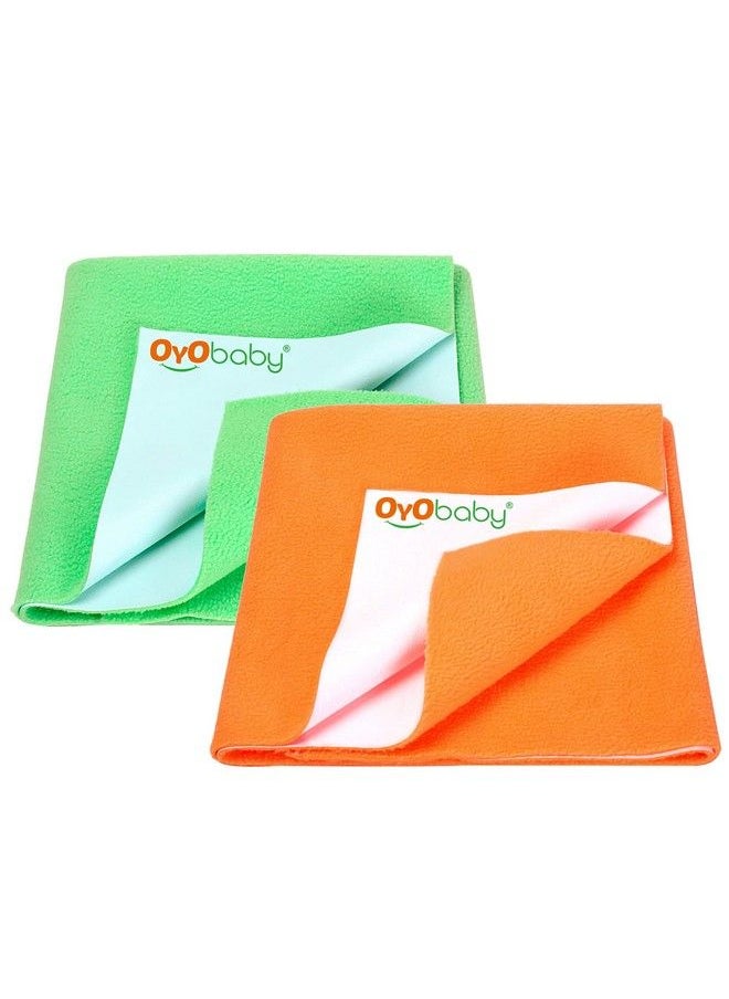 OYO BABY Waterproof Baby Bed Protector Dry Sheets For New Born Babies ; Reusable Mats ; Cot & Bassinet Gift Pack (Gift Pack 2 (70Cm X 50Cm) Peach + Light Green)  - Image 2