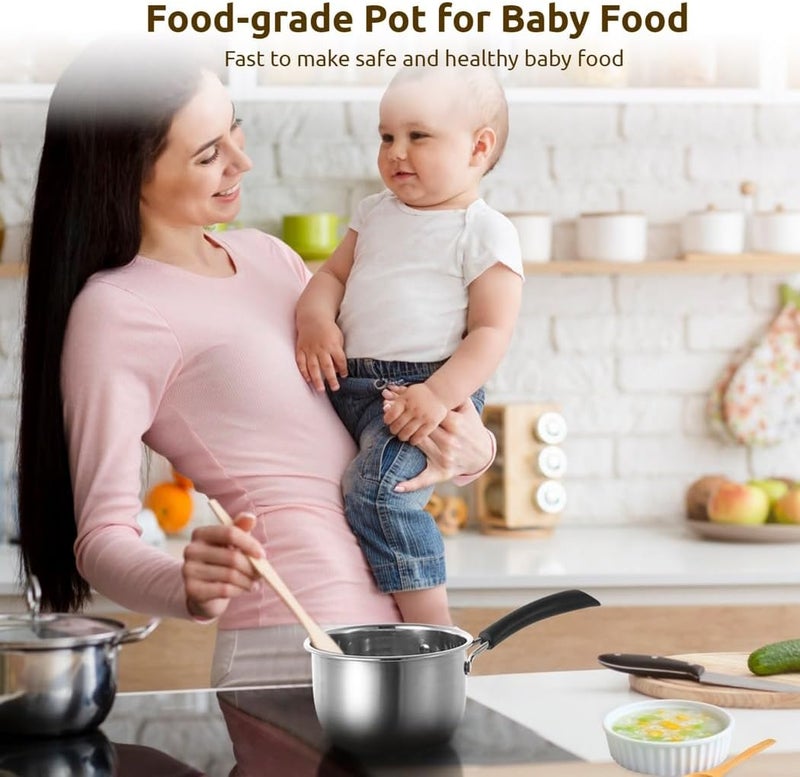Anti-Corrosion Stainless Steel Single Handle Pot, Milk and Baby Food Cooking Mirror Finish Small Kitchenware, 14 Cm for Saucepan, Suitable Stove Non-Stick and Cooker Gas Induction - Image 5