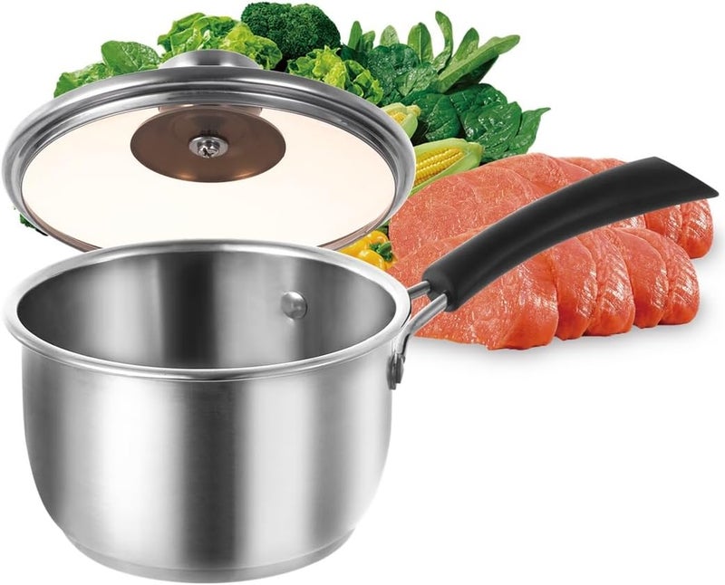 Anti-Corrosion Stainless Steel Single Handle Pot, Milk and Baby Food Cooking Mirror Finish Small Kitchenware, 14 Cm for Saucepan, Suitable Stove Non-Stick and Cooker Gas Induction - Image 1