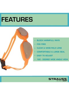 STRAUSS Swimming Goggles Set With Uv And Anti Fog Protection ; Swimming Kit Of Gogglescapearplug & Nose Plug Set Ideal For All Age Group ; Fully Adjustable ; (Orange)  - Image 3