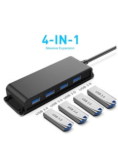 KASTWAVE 4-Port USB Hub 3.0, Ultra Slim USB Splitter, Portable Desk Hub Multiport, USB 3.0 Hub Adapter, 3.3ft Fixable USB Data, Hub 3.0 USB Splitte, Aluminum Case, for MacBook, XPS, Flash Drives, HDD, and More  - Image 2