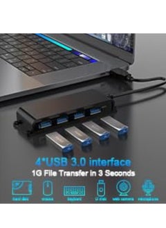 KASTWAVE 4-Port USB Hub 3.0, Ultra Slim USB Splitter, Portable Desk Hub Multiport, USB 3.0 Hub Adapter, 3.3ft Fixable USB Data, Hub 3.0 USB Splitte, Aluminum Case, for MacBook, XPS, Flash Drives, HDD, and More  - Image 5