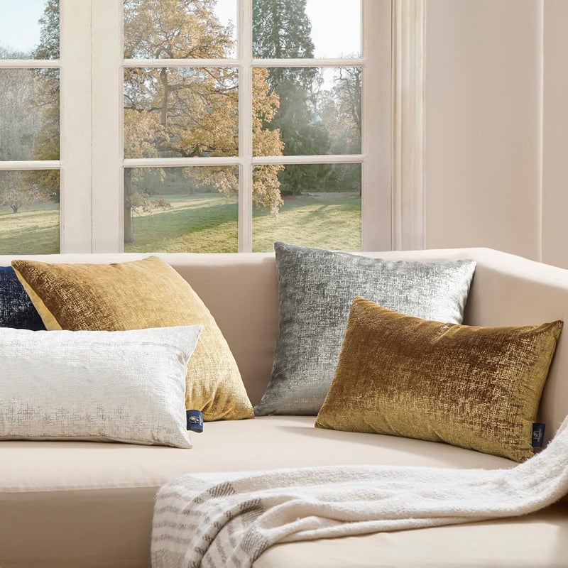 Phantoscope Pack of 2 Sparkling Velvet Decorative Solid Throw Decorative Pillow Cover Soft Silver Glitter Square Cushion Cover Pillowcase for Couch Bed and Chair, Gray, 20 x 20 inches, 50 x 50 cm - Image 5