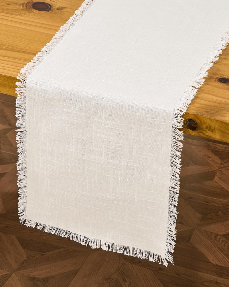 Letjolt White Table Runner 72 Inches Farmhouse Table Runner Slub Texture Cotton Linen Table Runner Rustic Home Table Decoration Wedding Decor Reception Bridal Shower