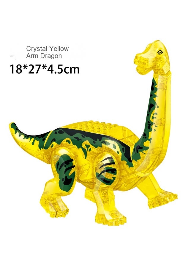 NIBEMINENT Jurassic Dinosaur Building Block Toy - T-Rex, Brachiosaurus, Styxosaurus, and Crystal Assembly Kit