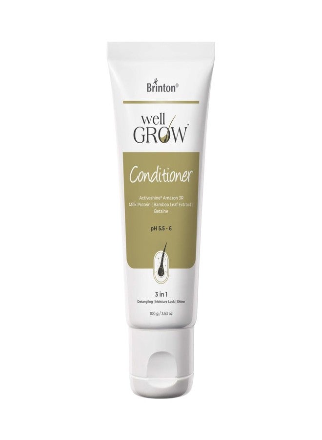Brinton Wellgrow Hair Conditioner for Smooth & Strong Hair | With Milk Protein, Bamboo Leaf Extract & Active Shine Amazon 3R | Deep Nourishment, Reduces Breakage & Split Ends | Sulphate-Free | For All Hair Types – 100ml - Image 1