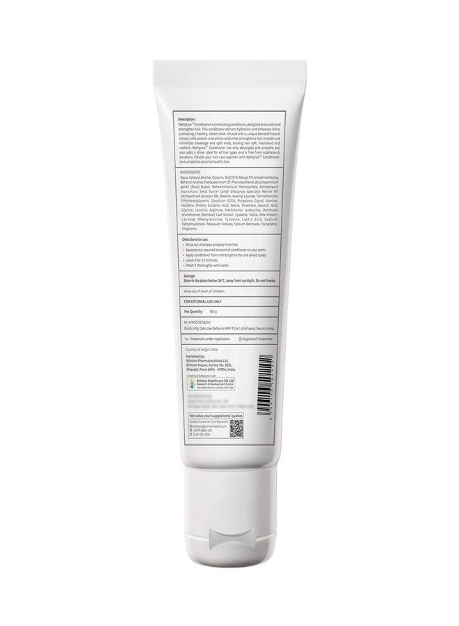 Brinton Wellgrow Hair Conditioner for Smooth & Strong Hair | With Milk Protein, Bamboo Leaf Extract & Active Shine Amazon 3R | Deep Nourishment, Reduces Breakage & Split Ends | Sulphate-Free | For All Hair Types – 100ml - Image 2