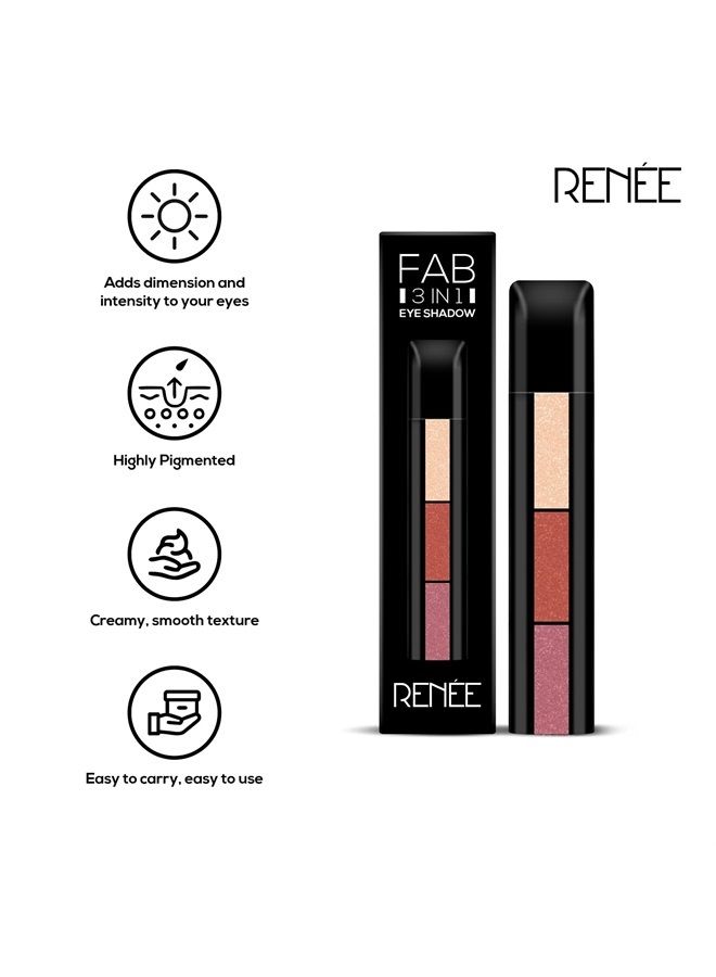 Renee Fab 3 in 1 Eyeshadow Enriched with vitamin E, 4.5g - Adds dimension and intensity, Highly Pigmented 3 Shades in 1 Stick - Image 3