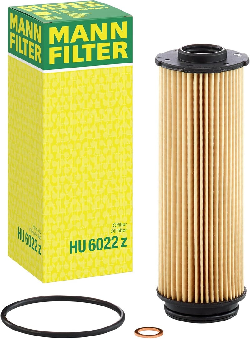MANN FILTER HU 6022 z Cartridge Oil Filter Replacement with Oil Drain Plug Gasket Compatible With BMW 540i, 540i xDrive, 740i, 740i xDrive, 745e xDrive, 840 Series, M Series, X Series, Z4 - Image 1