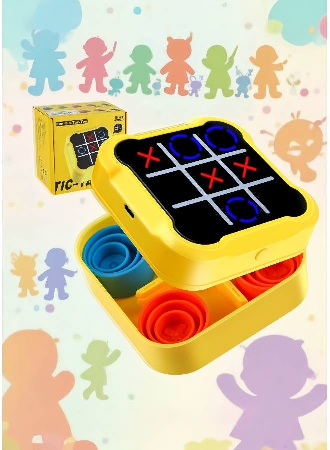 Tic Tac Toe Bolt Game - Electronic Noughts and Crosses, Memory Training Handheld Portable Travel Fidget Toy for Kids and Adults (Yellow) - Image 1