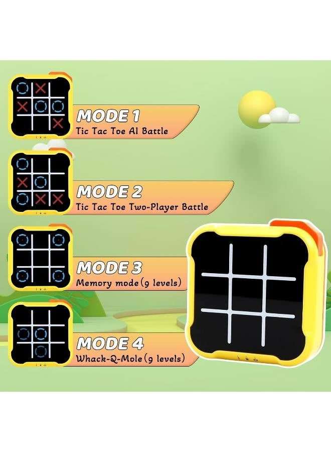 Tic Tac Toe Bolt Game - Electronic Noughts and Crosses, Memory Training Handheld Portable Travel Fidget Toy for Kids and Adults (Yellow) - Image 3