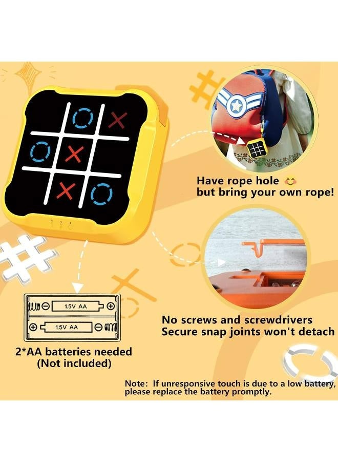 Tic Tac Toe Bolt Game - Electronic Noughts and Crosses, Memory Training Handheld Portable Travel Fidget Toy for Kids and Adults (Yellow) - Image 4