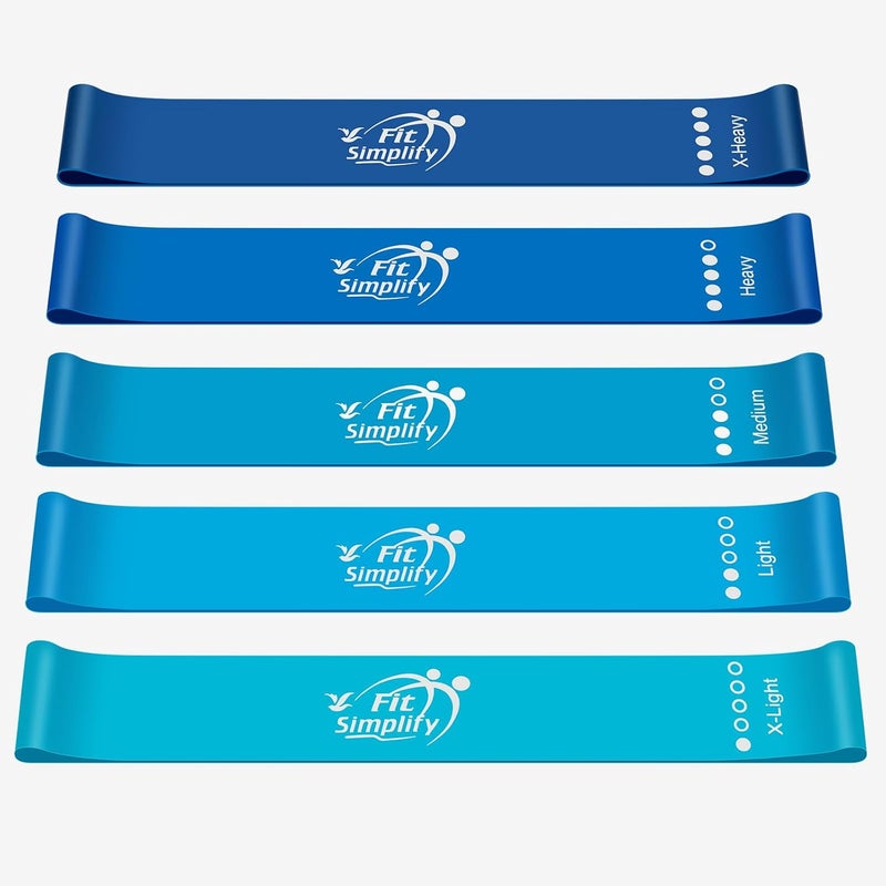 Fit Simplify Resistance Loop Exercise Bands with Instruction Guide and Carry Bag, Set of 5 - Image 2