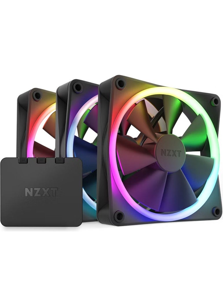 NZXT F120 RGB Black 120 mm Fan (Set of 3) RF-R12TF-B1  - Image 1
