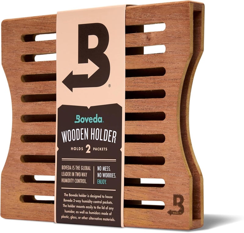 Boveda Cedar Wood Humidity Pack Holder for Storage Box - For Use With Two Size 60 Packs (Sold Separately) - Includes Magnetic and Removable Tape Mounting Kits – 1 Count - Image 1