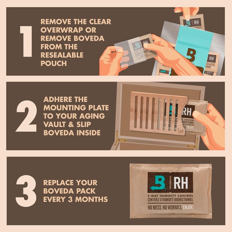 Boveda Cedar Wood Humidity Pack Holder for Storage Box - For Use With Two Size 60 Packs (Sold Separately) - Includes Magnetic and Removable Tape Mounting Kits – 1 Count - Image 4