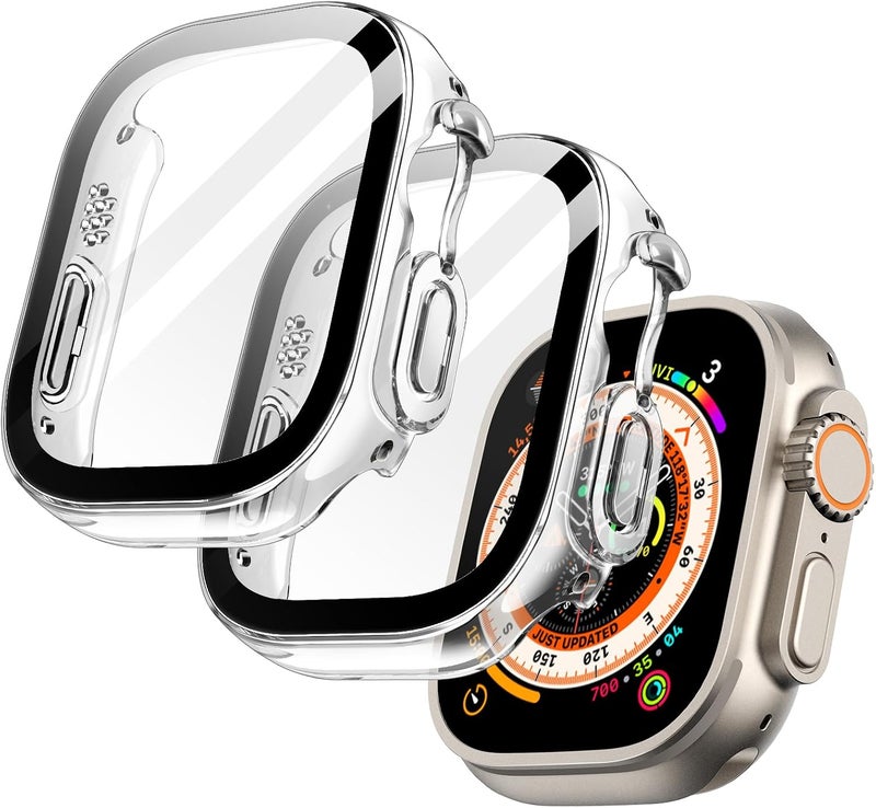 Case with Screen Protector for Apple Watch Ultra 3/2/1 49mm, Clear | Built-in Tempered Glass, High Touch Sensitivity, Full Protection, Hard PC Design - Image 1