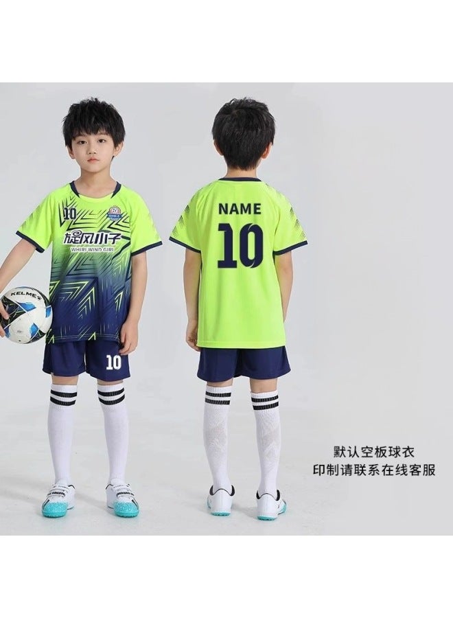 7702-fluorescent Green Suit Summer Children's Football Clothes Suit Customized Boys' Primary School Students' Competition Team Clothes Girls' Training Clothes Quick-dry Football Clothes
