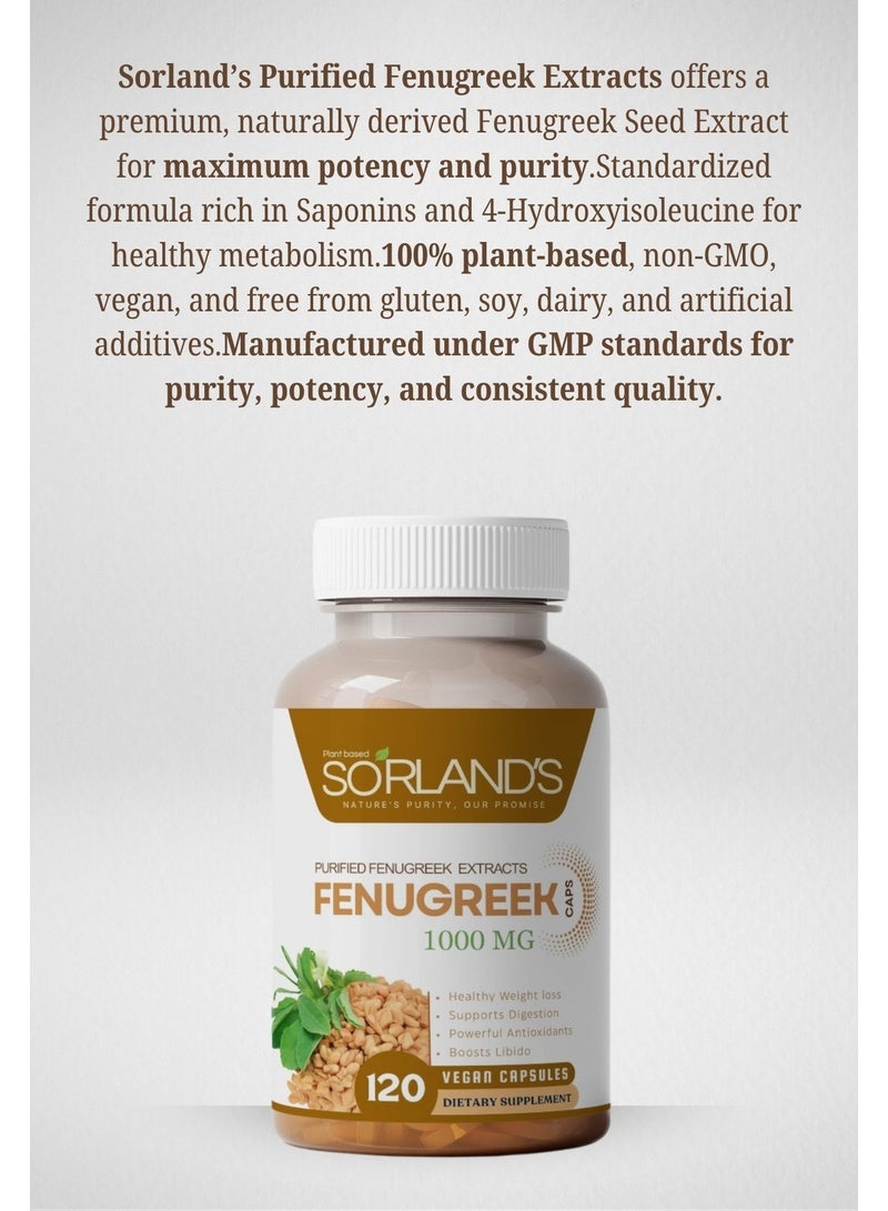Sorland's Sorland’s Fenugreek Extract 1000 mg – 120 Vegan Capsules | Supports Blood Sugar Balance, Digestive Wellness, Hormonal Health & Lactation | 100% Pure, Natural & Plant-Based | Additive-Free • Filler-Free • Preservative-Free - Image 3