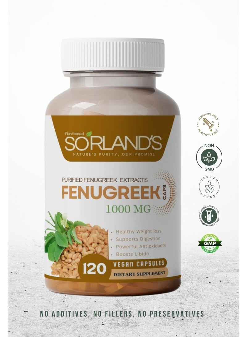Sorland's Sorland’s Fenugreek Extract 1000 mg – 120 Vegan Capsules | Supports Blood Sugar Balance, Digestive Wellness, Hormonal Health & Lactation | 100% Pure, Natural & Plant-Based | Additive-Free • Filler-Free • Preservative-Free - Image 2