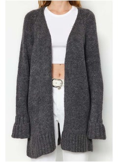 trendyol Anthracite Wide Fit Soft Textured Knitwear Cardigan TWOAW21HI0555  - Image 4