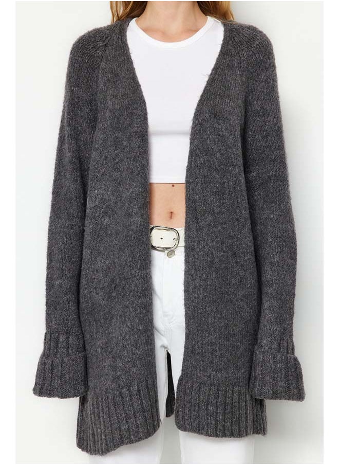 trendyol - Anthracite Wide Fit Soft Textured Knitwear Cardigan TWOAW21HI0555 - Image 1