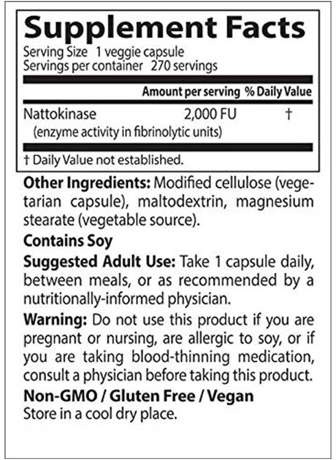 Doctor's BEST - Doctors Best Nattokinase, 270 Veggie Caps - Image 1
