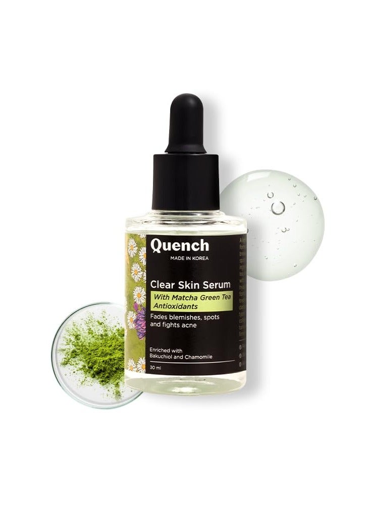 Quench Clear Skin Serum With Matcha Green Tea, Niacinamide & Hyaluronic Acid | Controls Oil Production | Fades Dark Spots, Acne Marks & Pigmentation | 30Ml  - Image 1