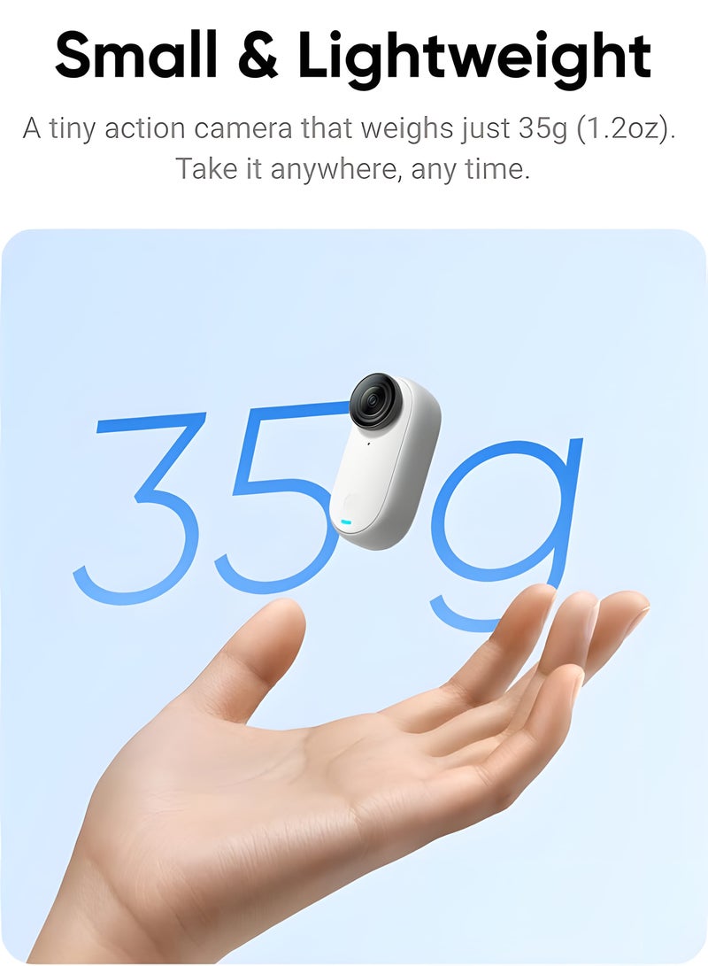 انستا 360 كاميرا Go 3 صغيرة وخفيفة الوزن بسعة 64 جيجابايت، يمكن تركيبها بدون استخدام اليدين من منظور الشخص الأول في أي مكان، وثبات متعددة الوظائف مقاومة للماء للسفر، ومدونة فيديو رياضية - Image 2