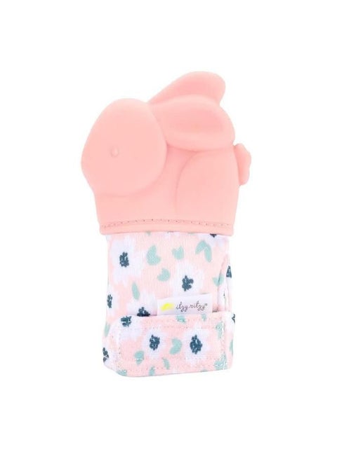 Itzy Ritzy Silicone Teething Mitt - Soothing Infant Teething Mitten with Adjustable Strap, Crinkle Sound and Textured Silicone to Soothe Sore and Swollen Gums, Bunny