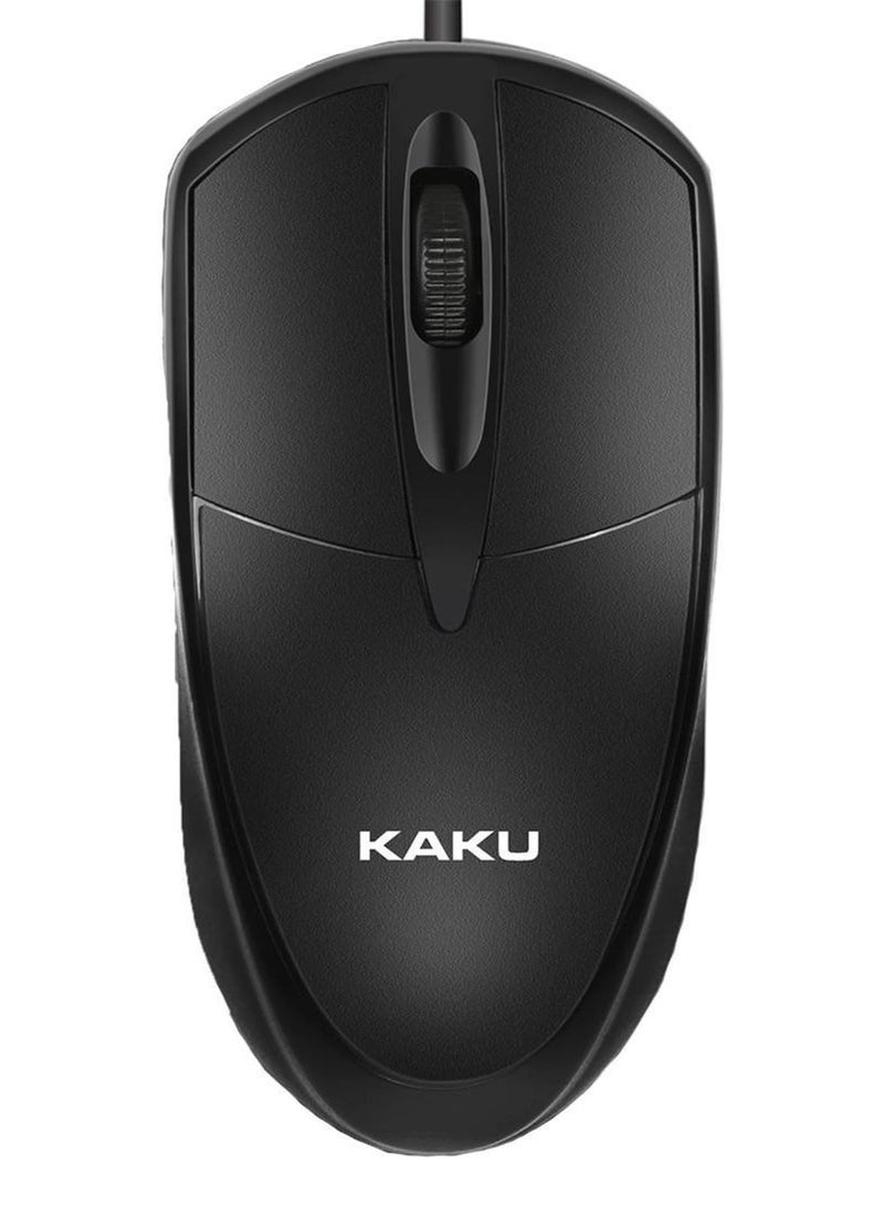 كاكوسيجا KSC-355 Wired USB Optical Mouse | 1500DPI High Precision Sensor | Ergonomic Design for Comfortable Grip | Plug & Play with PC & Laptop | Smooth & Responsive Control – Black - Image 1