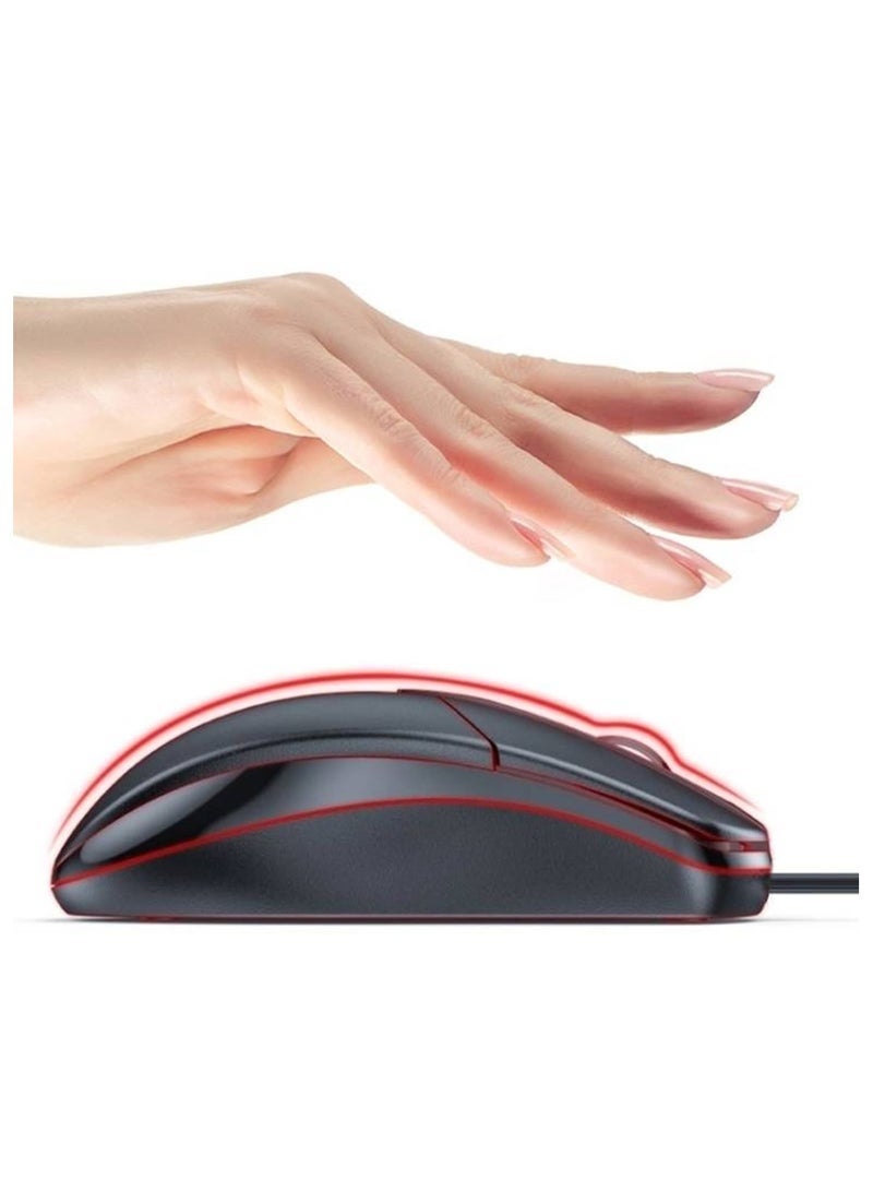 كاكوسيجا KSC-355 Wired USB Optical Mouse | 1500DPI High Precision Sensor | Ergonomic Design for Comfortable Grip | Plug & Play with PC & Laptop | Smooth & Responsive Control – Black - Image 4