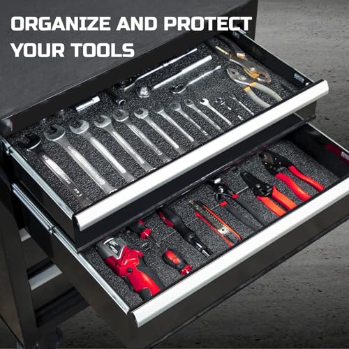 ONREVA Tool Box Foam 16x12x1 inch 6Pack, Foam Inserts for Cases, Polyethylene Storage Sheets for Toolbox Hard Case, Tool Shadow Insert, Kaizen Organizer Sheet, Black with Red - Image 3