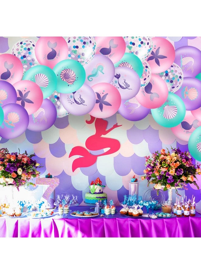 Zomiboo 36 Pcs Mermaid Party Balloons Set Under the Sea Theme Birthday Decorations Ocean Mermaid Purple Pink Green Latex Confetti Balloon for Kids Girls Boys Birthday Princess Party Supplies - Image 5