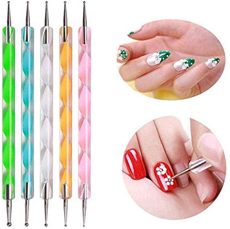 MF® 3d Nail Art Pen & Brush Painting Polish Design Kit 15 Nail Brushes,5 Nail Dotting Pen,10 Adhesive Nail Striping Tape (30 Pcs) - Image 4