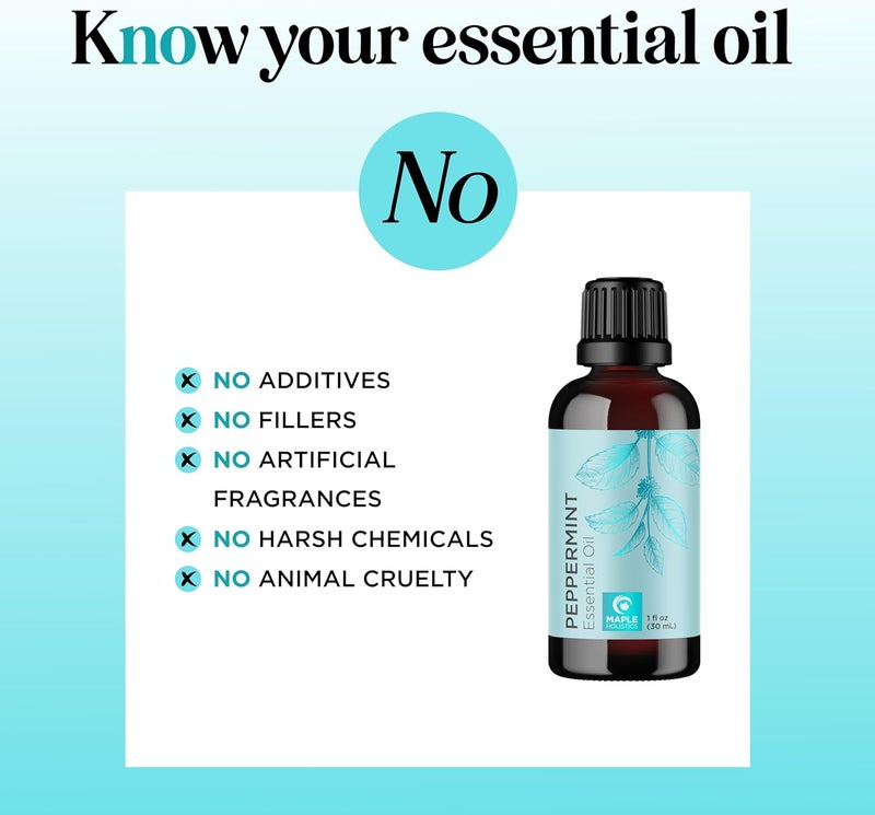 Peppermint Essential Oil for Diffuser Aromatherapy - 100% Pure Peppermint Oil for Hair Skin and Nails Plus Undiluted Refreshing Aromatherapy Essential Oil for Diffusers Baths and Topical Uses 1oz - Image 5