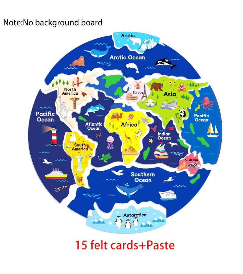 Upgraded Seven Continents Jigsaw Puzzle Set Back To School Geography Learning Toy With Oceans And Animals For Classroom And Home Teaching Aid - Image 1
