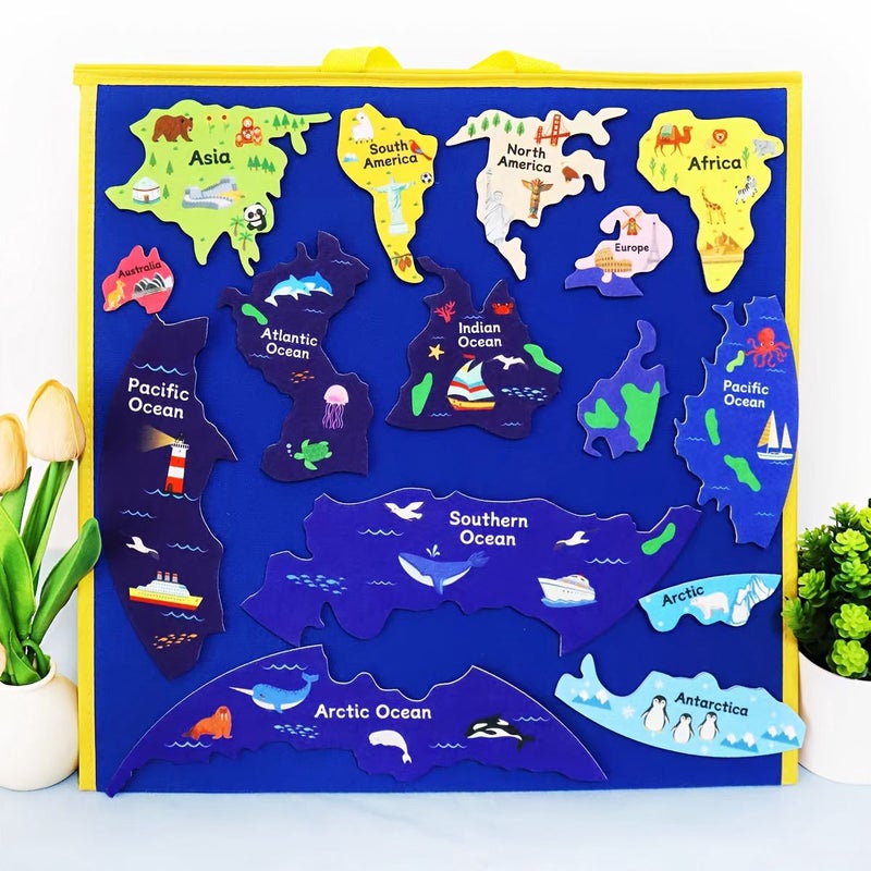 Upgraded Seven Continents Jigsaw Puzzle Set Back To School Geography Learning Toy With Oceans And Animals For Classroom And Home Teaching Aid - Image 4