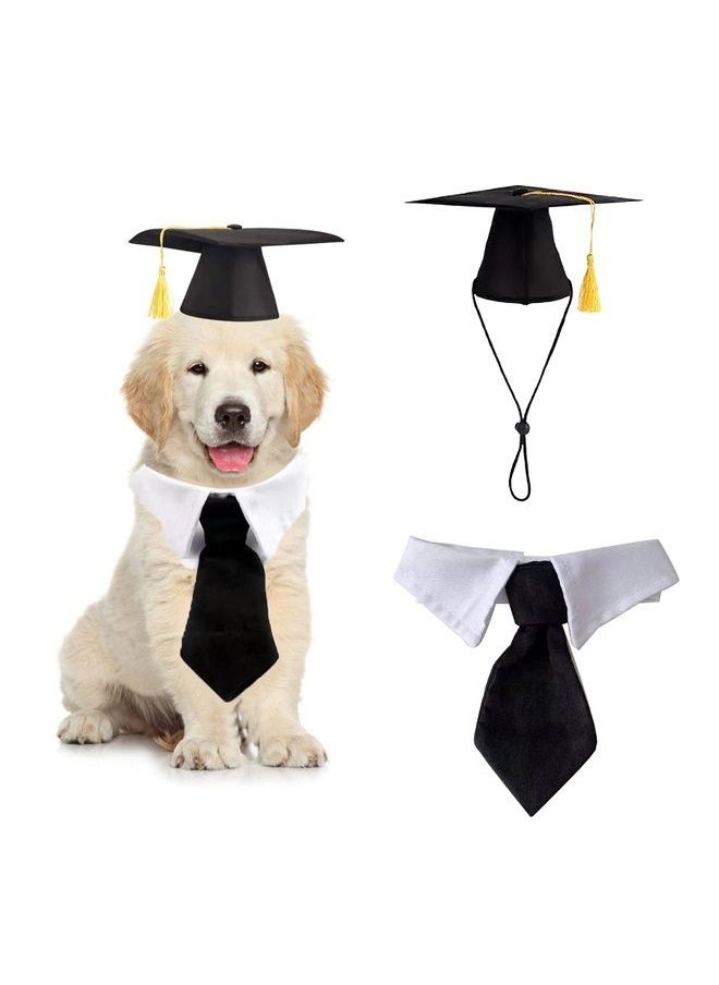MDRTIRIM - 2 Pieces Pet Graduation Caps Black Cats Dog Graduation Hats with Necktie Pet Cosplay for Small Medium Large Dogs Cats Graduation Party Dress Costume Accessory - Image 1