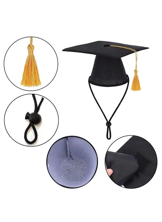MDRTIRIM - 2 Pieces Pet Graduation Caps Black Cats Dog Graduation Hats with Necktie Pet Cosplay for Small Medium Large Dogs Cats Graduation Party Dress Costume Accessory - Image 1