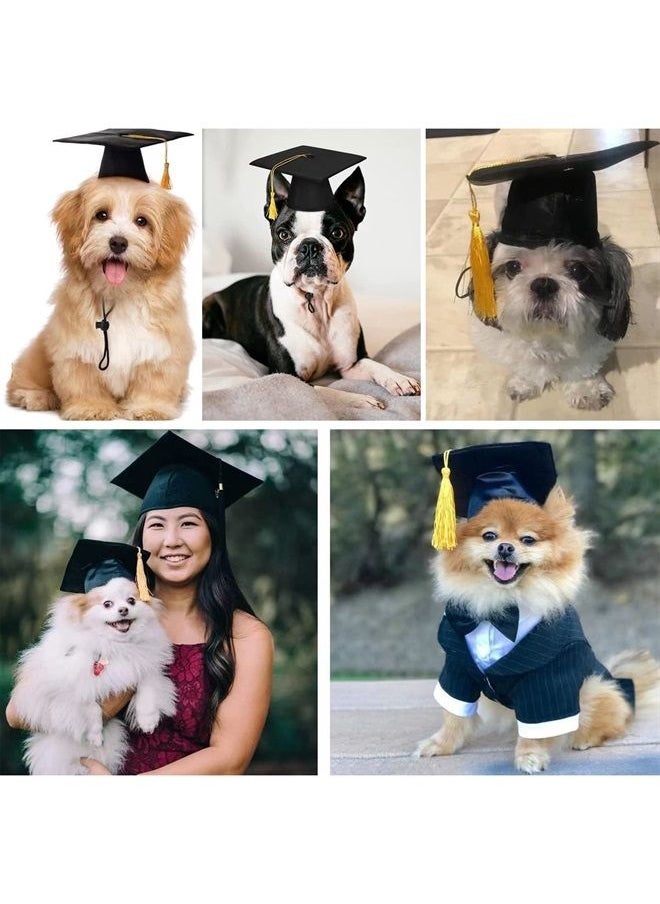MDRTIRIM - 2 Pieces Pet Graduation Caps Black Cats Dog Graduation Hats with Necktie Pet Cosplay for Small Medium Large Dogs Cats Graduation Party Dress Costume Accessory - Image 1
