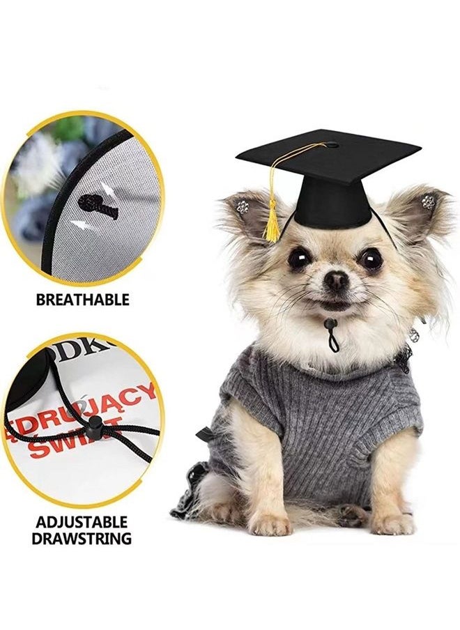 MDRTIRIM - 2 Pieces Pet Graduation Caps Black Cats Dog Graduation Hats with Necktie Pet Cosplay for Small Medium Large Dogs Cats Graduation Party Dress Costume Accessory - Image 1