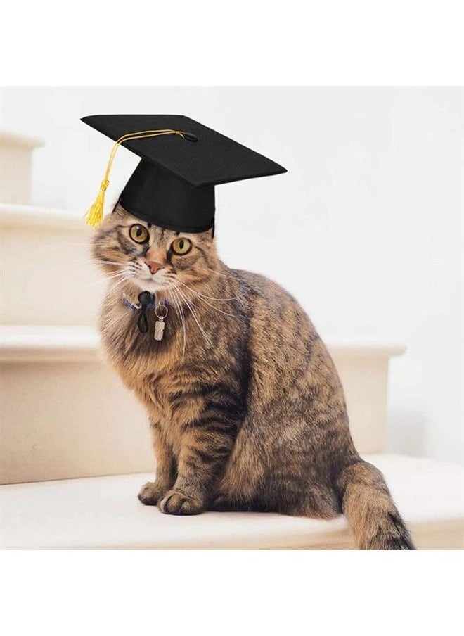 MDRTIRIM - 2 Pieces Pet Graduation Caps Black Cats Dog Graduation Hats with Necktie Pet Cosplay for Small Medium Large Dogs Cats Graduation Party Dress Costume Accessory - Image 1