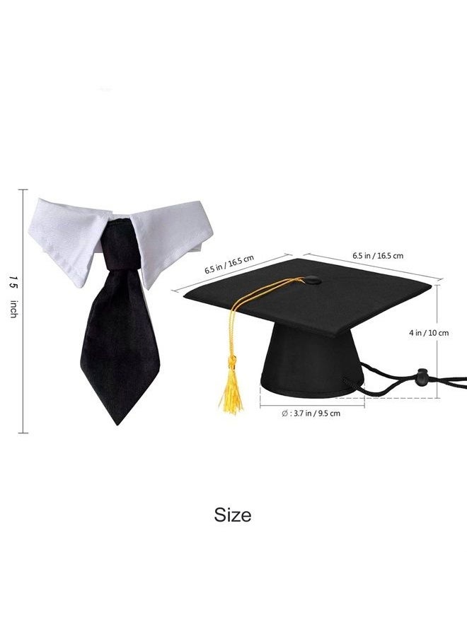 MDRTIRIM - 2 Pieces Pet Graduation Caps Black Cats Dog Graduation Hats with Necktie Pet Cosplay for Small Medium Large Dogs Cats Graduation Party Dress Costume Accessory - Image 1