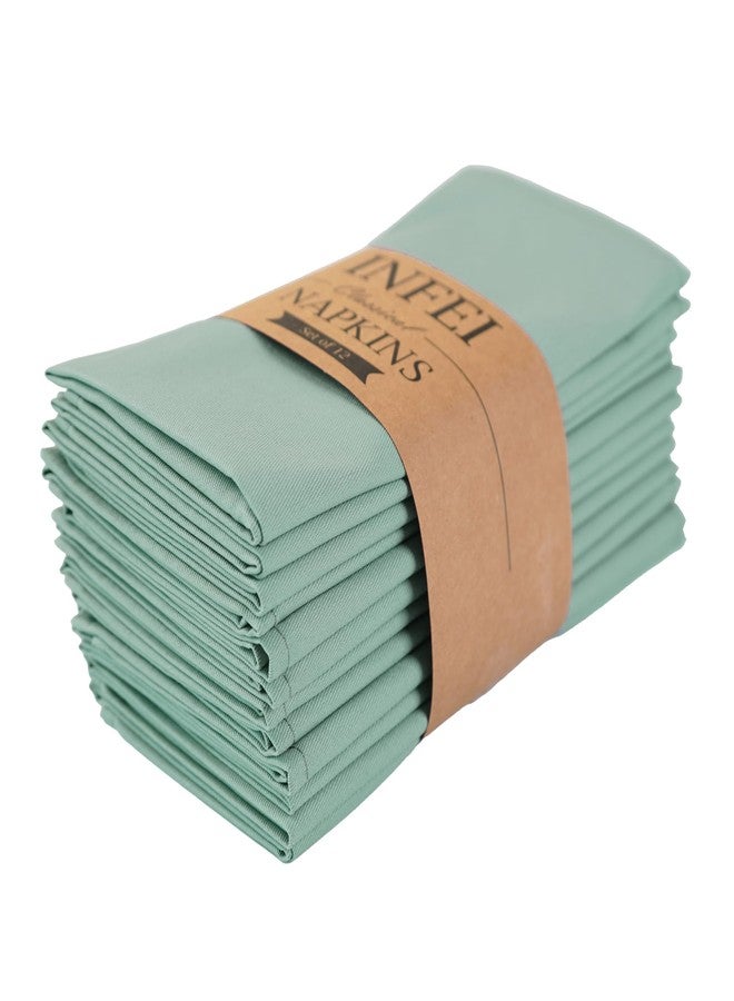 INFEI Solid Color Cotton Dinner Cloth Napkins - Set of 12 (17 x 17 inches) - for Events & Home Use (Sage Green) - Image 1