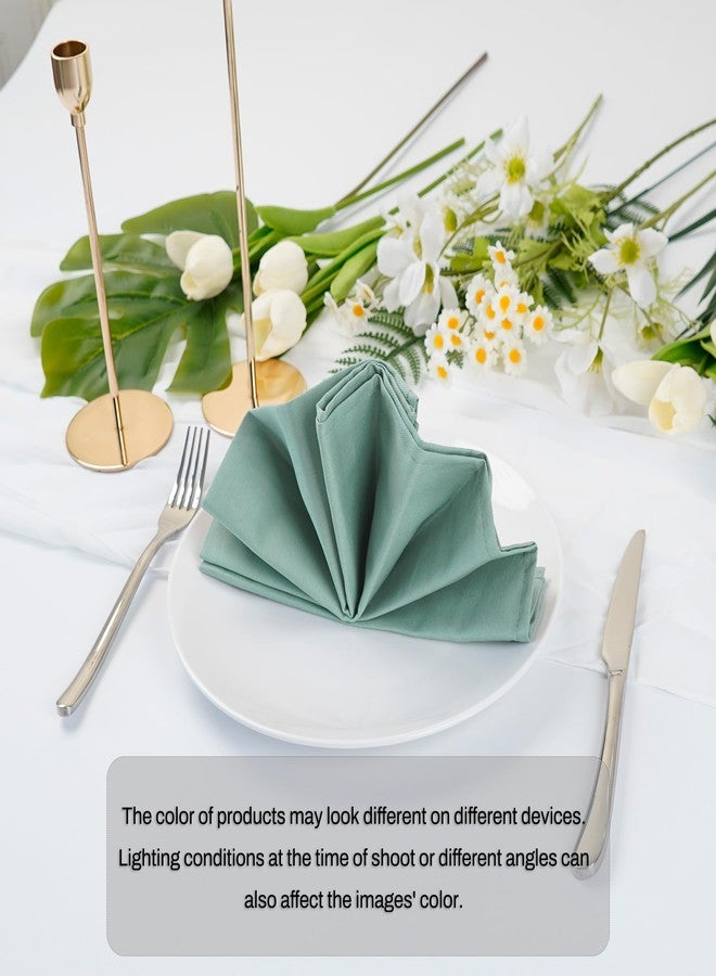 INFEI Solid Color Cotton Dinner Cloth Napkins - Set of 12 (17 x 17 inches) - for Events & Home Use (Sage Green) - Image 3
