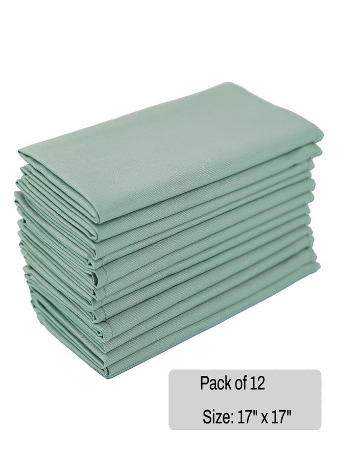 INFEI Solid Color Cotton Dinner Cloth Napkins - Set of 12 (17 x 17 inches) - for Events & Home Use (Sage Green) - Image 2