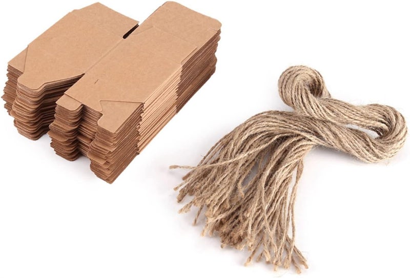 FTVOGUE 50PCS Wedding Favor Boxes Wedding Candy Boxes Gift with Hemp Rope for Party Favors Candy Chocolate Gifts Retro Kraft Paper Supply - Image 3