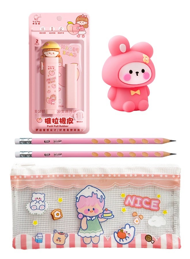 5-Piece Stationery Set Pink - Image 1