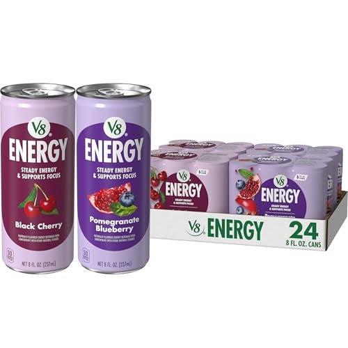 V8 Energy Black Cherry and Pomegranate Blueberry Energy Drinks 8 fl oz Can 24 Pack - Image 1